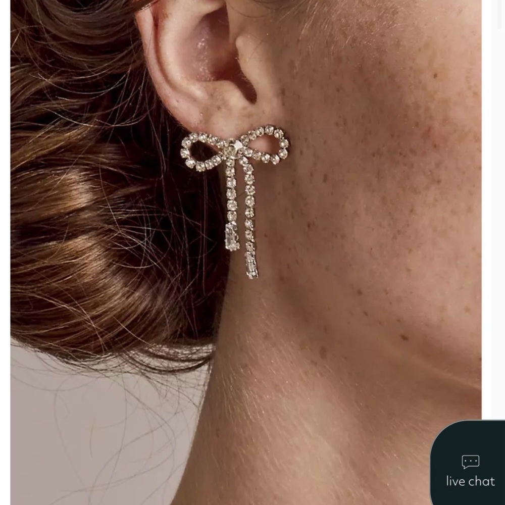 NWT Galina Signature Silver Cubic Zirconia Bow Earrings from David’s Bridal